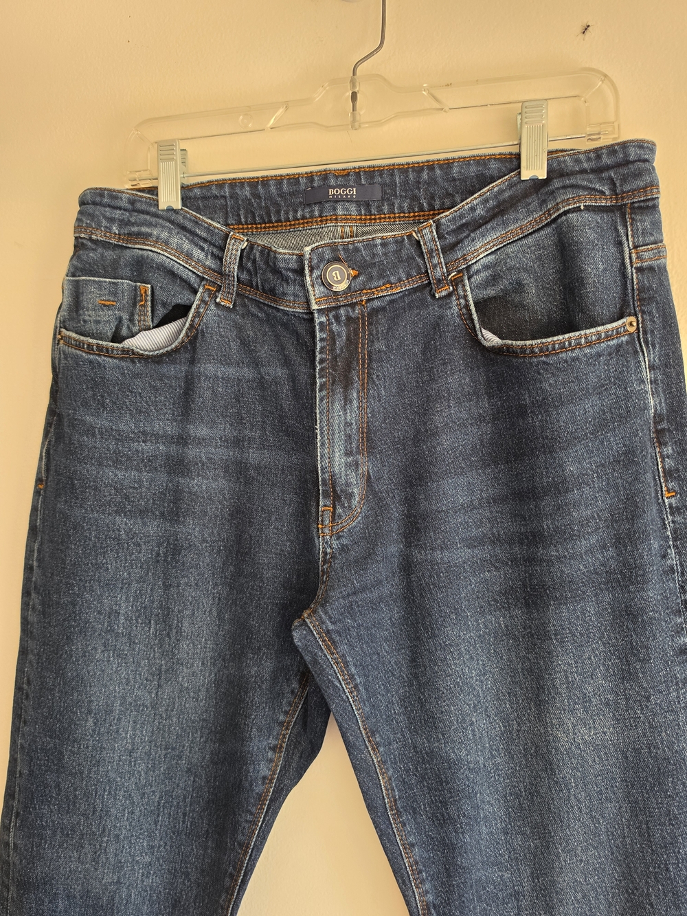 Boggi Milano Luxury Cotton Straight Men's Jeans Dark Wash Claude Denim Size 36 - Picture 3 of 10